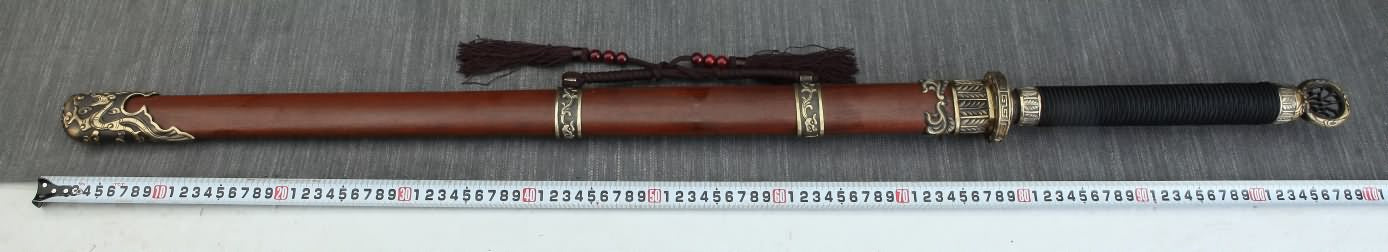 Tang jian Damascus Steel octahedral Blade,Brass Fittings,Rosewood Scabbard,LOONGSWORD