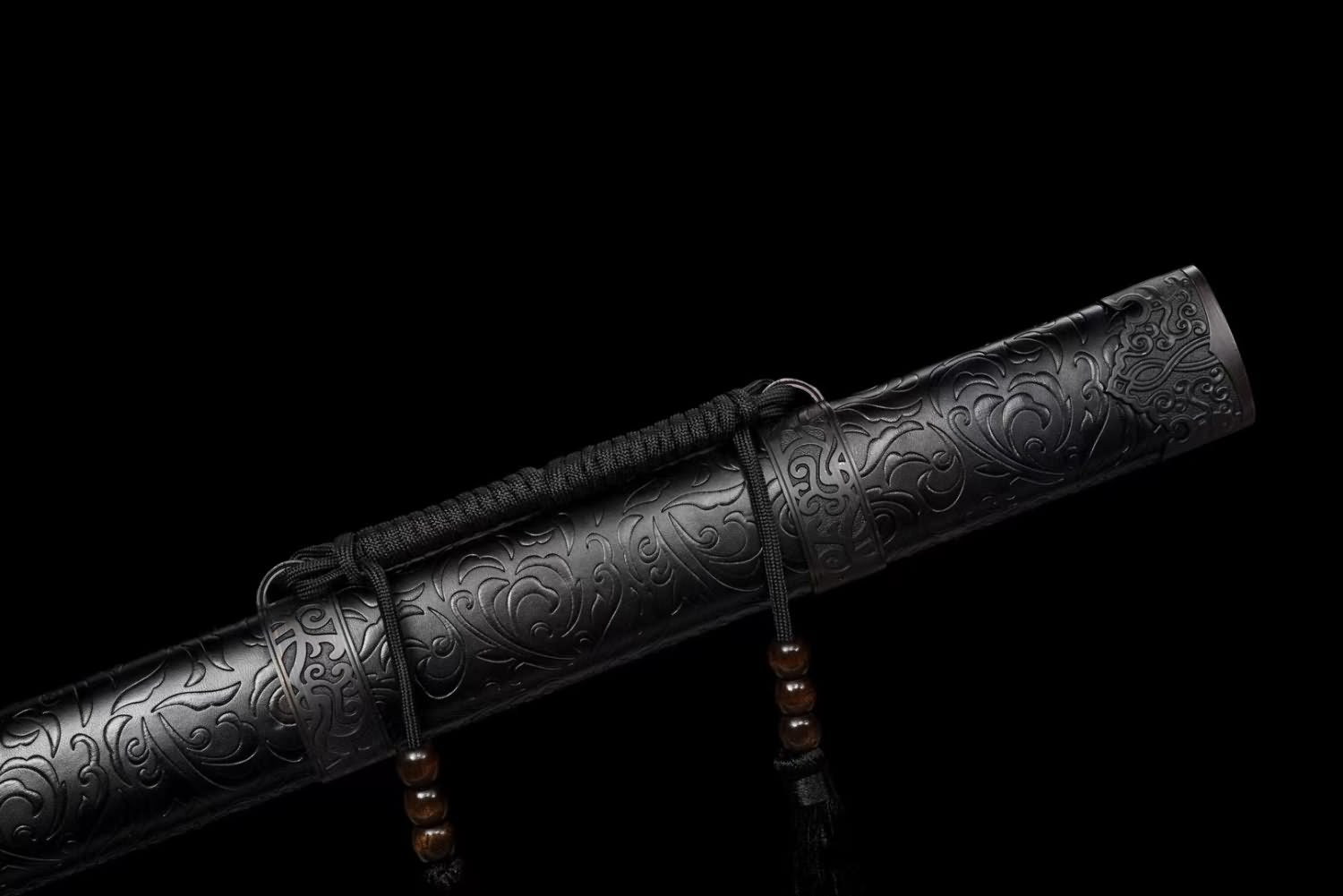 High Carbon Steel Chinese Black Gold Antique Knife Sword - Solid Wood Sheath,Alloy Fittings