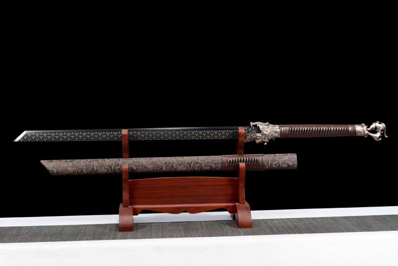 Tang dao Swords Real High Carbon Steel Etch Blade,Alloy Fittings,Dragon Handle,LOONGSWORD