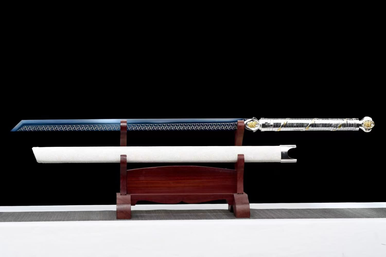 Tang Dynasty Sword | Forged High Carbon Steel Blade | Alloy Fittings | Faux Leather Wrapped Scabbard