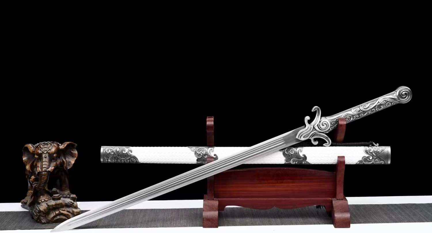 Hand Forged  Ancient Chinese Sword han jian-Forged High Carbon Steel Blade,Alloy Handle（1045 Carbon Steel）