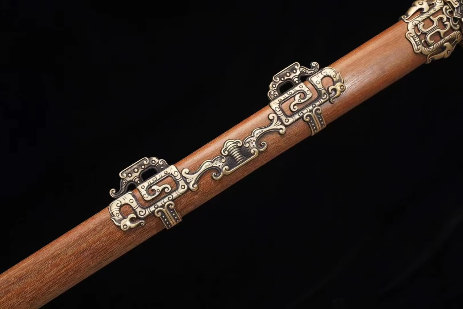 LOONGSWORD,Tang dao Swords-Handcrafted Damascus Steel Blade with Brass Fittings Rosewood Scabbard
