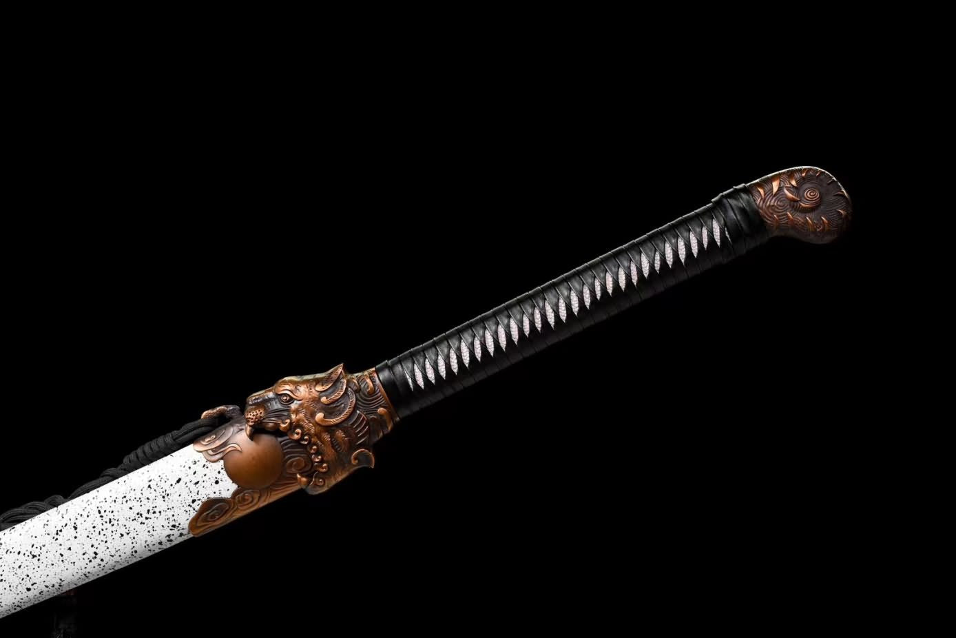 Tiger Tang dao High Carbon Steel red Blade,Alloy Fittings,Solid Wood Scabbard,LOONGSWORD