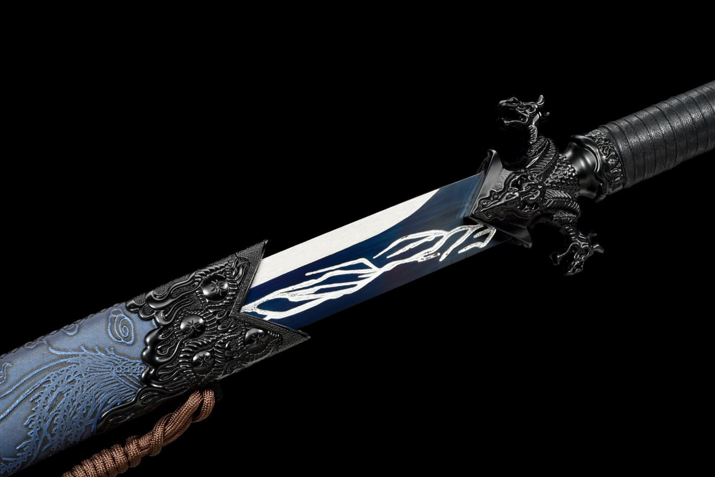 Chineae Swords,Dragon dao,Machetes Sword Real,Hand Forged High Carbon Steel Blue Blade,Alloy Fittings,LOONGSWORD