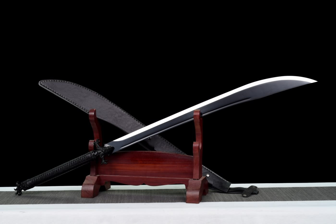 Machete Swords Real High Carbon Steel Blade,Leather Scabbard,LOONGSWORD