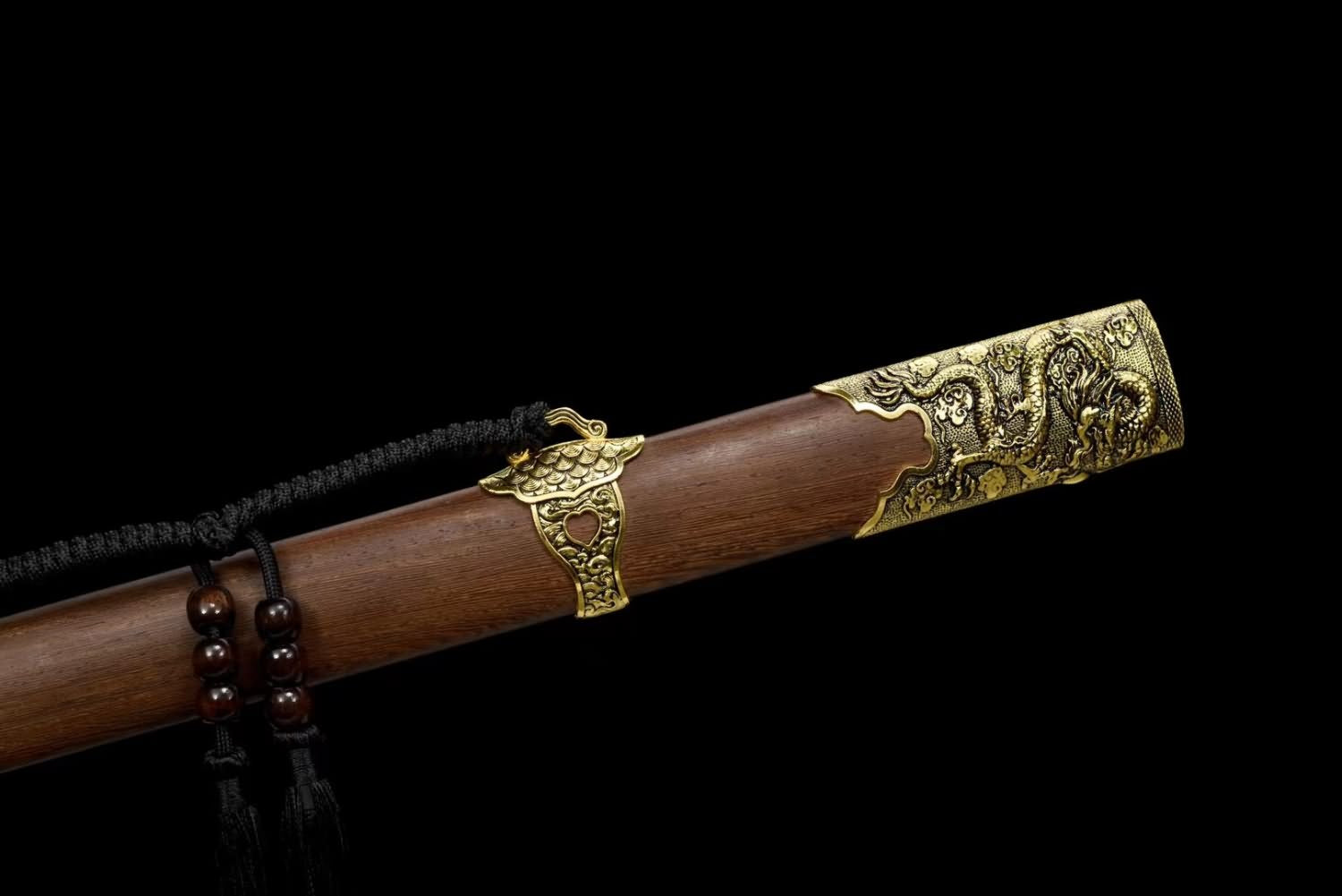 Chinese sword,Dragon Tang dao Forged high Carbon Steel Blue Blade,Alloy Fittings,Rosewood Scabbard