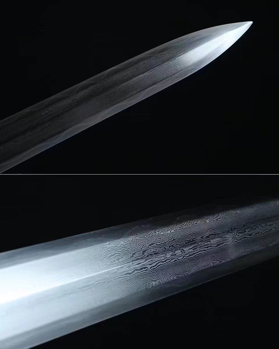 Tang jian Damascus Steel octahedral Blade,Brass Fittings,Rosewood Scabbard,LOONGSWORD