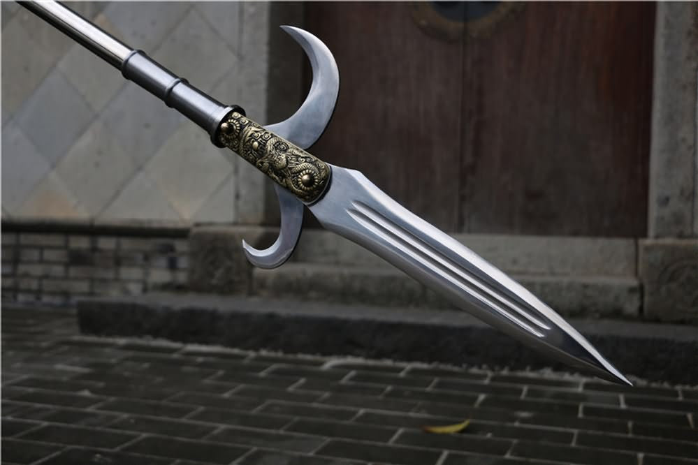 Spear with hooked sickle,kamayari,High carbon steel blade,Cold weapon - Chinese sword shop