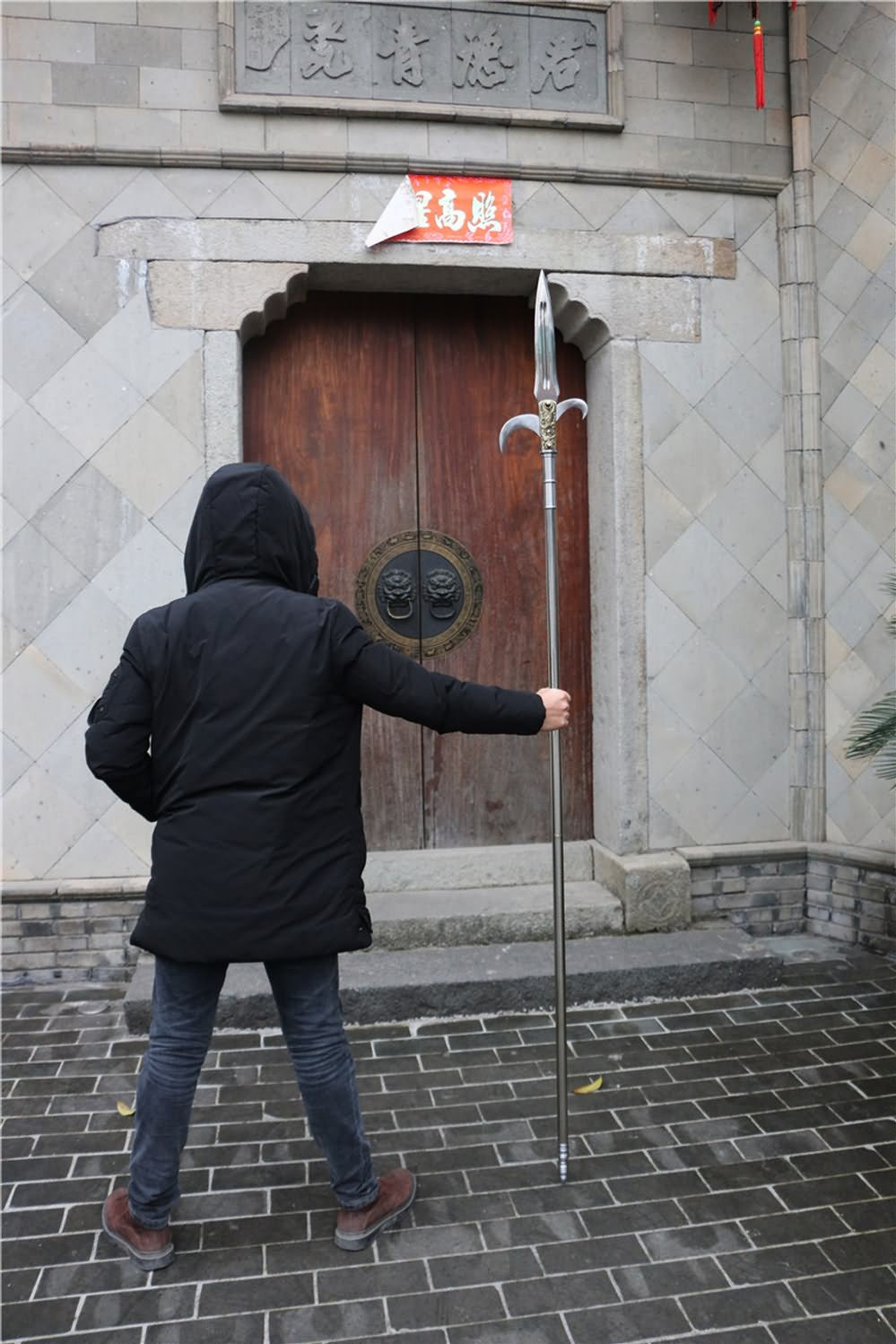 Spear with hooked sickle,kamayari,High carbon steel blade,Cold weapon - Chinese sword shop