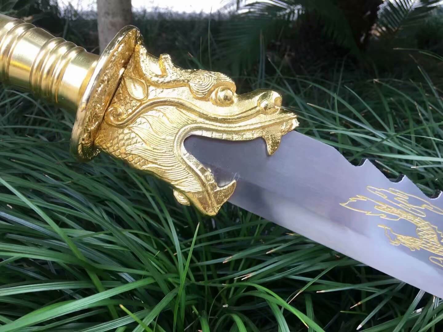 GuanDao,High carbon steel blade,Leather scabbard,Length 62" - Chinese sword shop