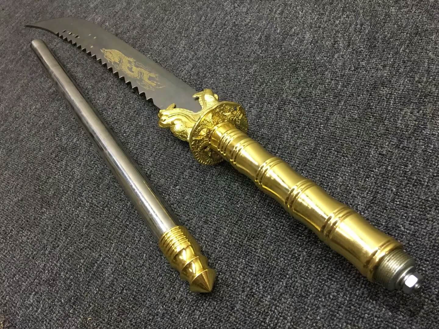 GuanDao,High carbon steel blade,Leather scabbard,Length 62" - Chinese sword shop