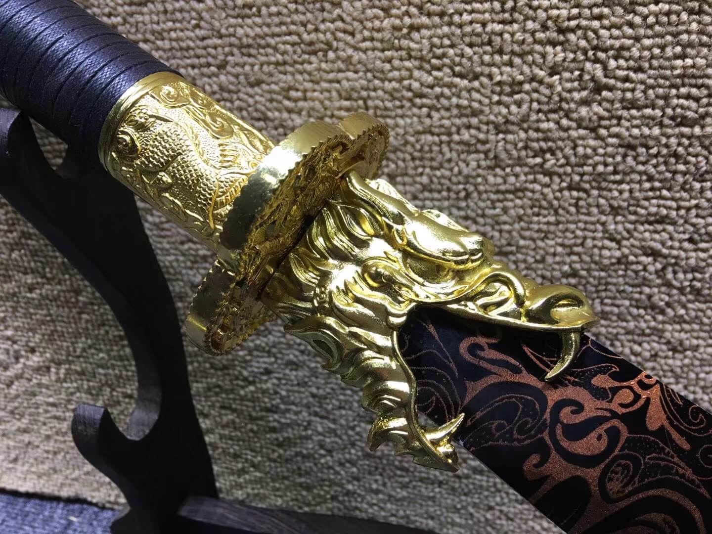 GuanDao,High carbon steel blade,Leather scabbard,Length 51" - Chinese sword shop