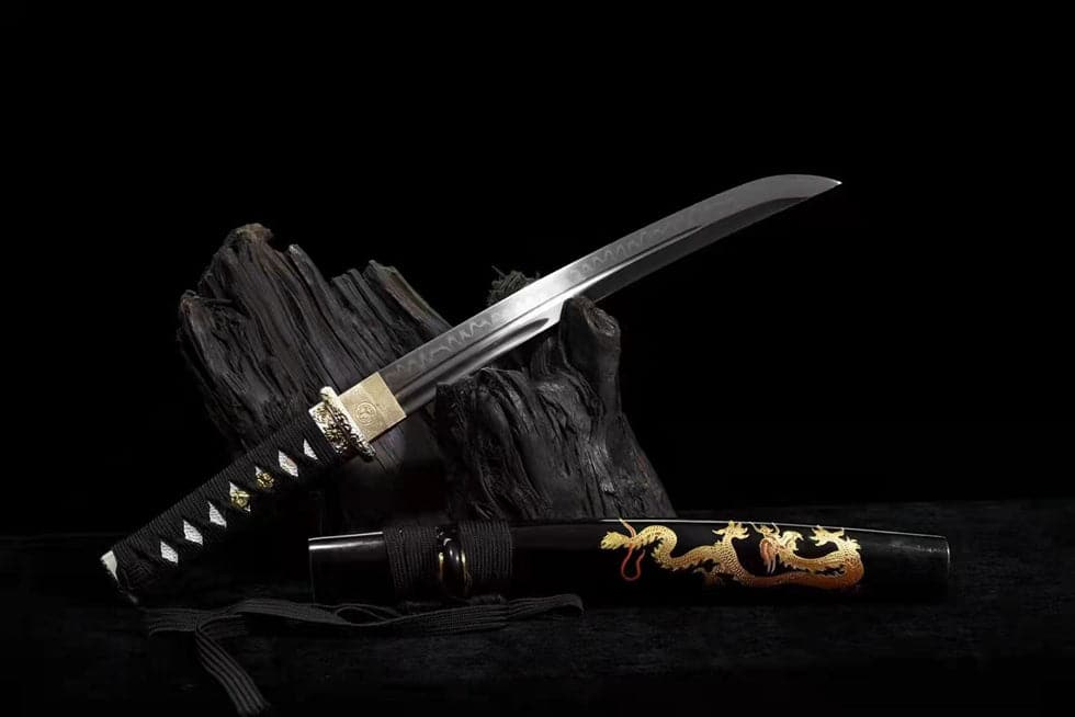 boxkatana Hand Forged Japanese Tanto Golden Dragon T10 Carbon steel Full Tang