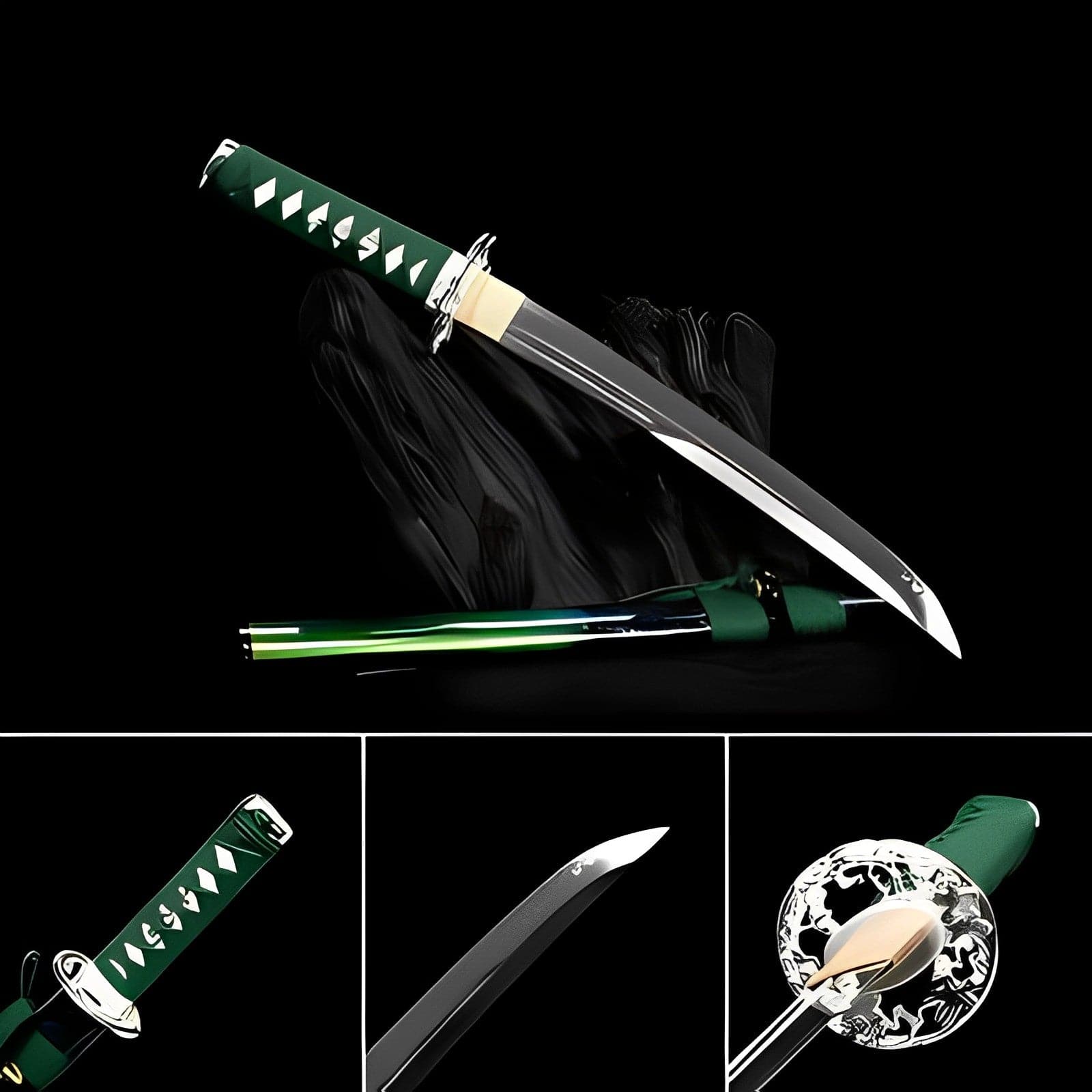 boxkatana Hand Forged Japanese Tanto Jade T10 Carbon steel Short Sword Turns the soil to burn blade