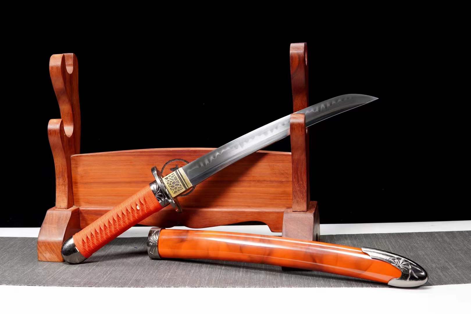 boxkatana Hand Forged Japanese Tanto Red Sky Short Sword T10 Turns the soil to burn blade
