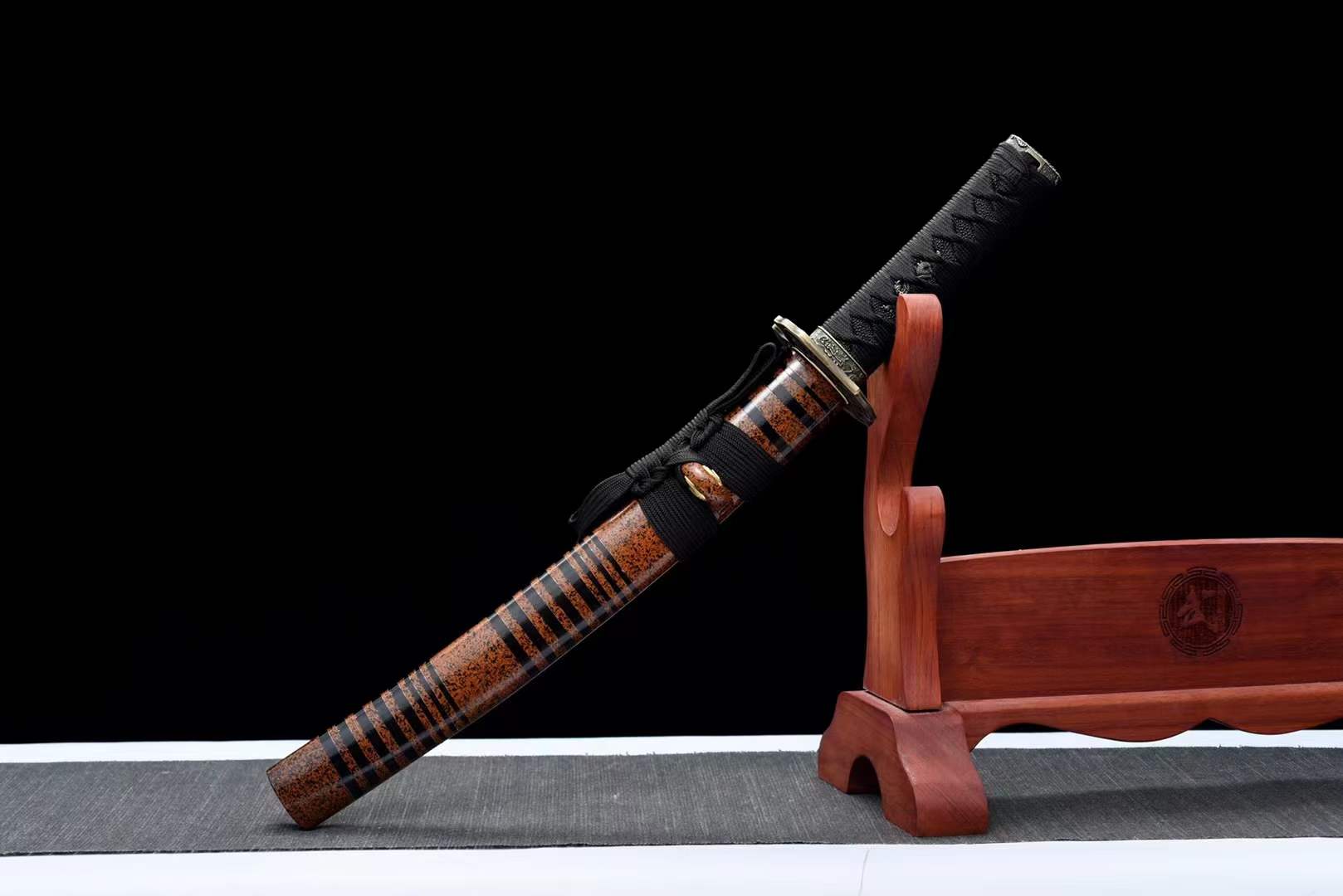 boxkatana Hand Forged Japanese Tanto Storm Short Sword Manganese Steel Blackened blades