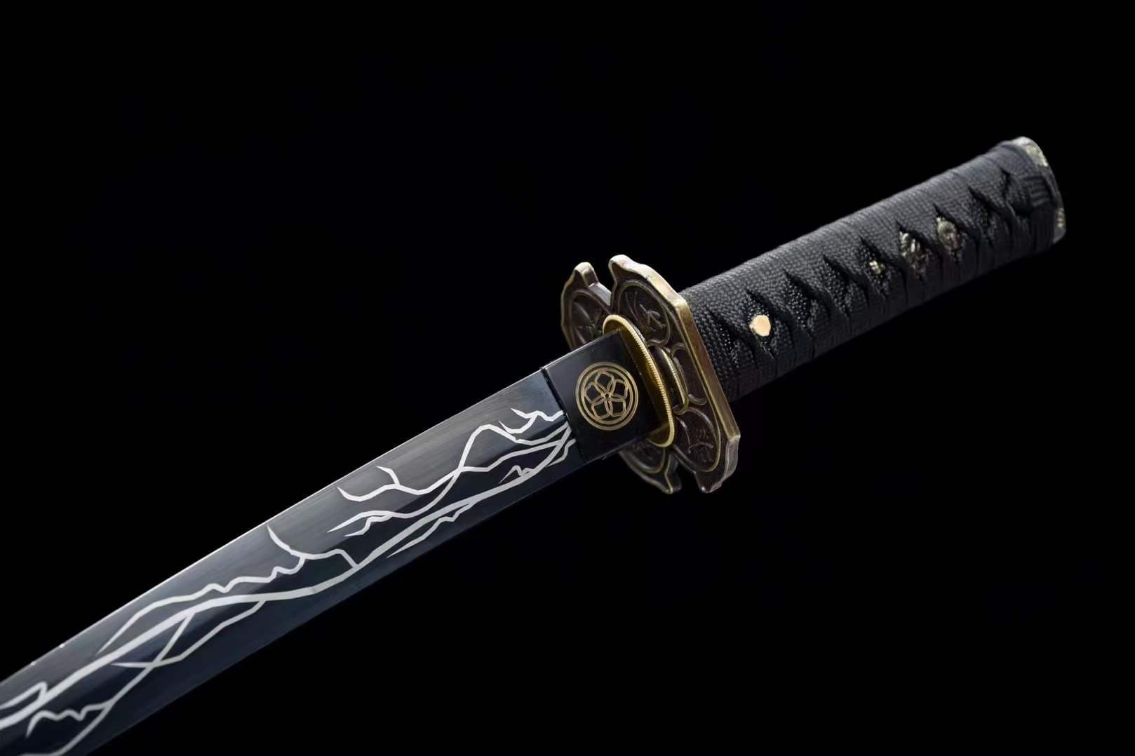 boxkatana Hand Forged Japanese Tanto Storm Short Sword Manganese Steel Blackened blades