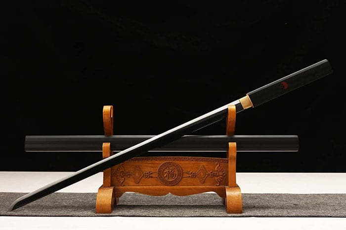 boxkatana Handmade Anime NARUTO Sasuke Kusanagi-No-Tsurugi Sword Shirasaya Ninja Sword Spring Steel Black Blade