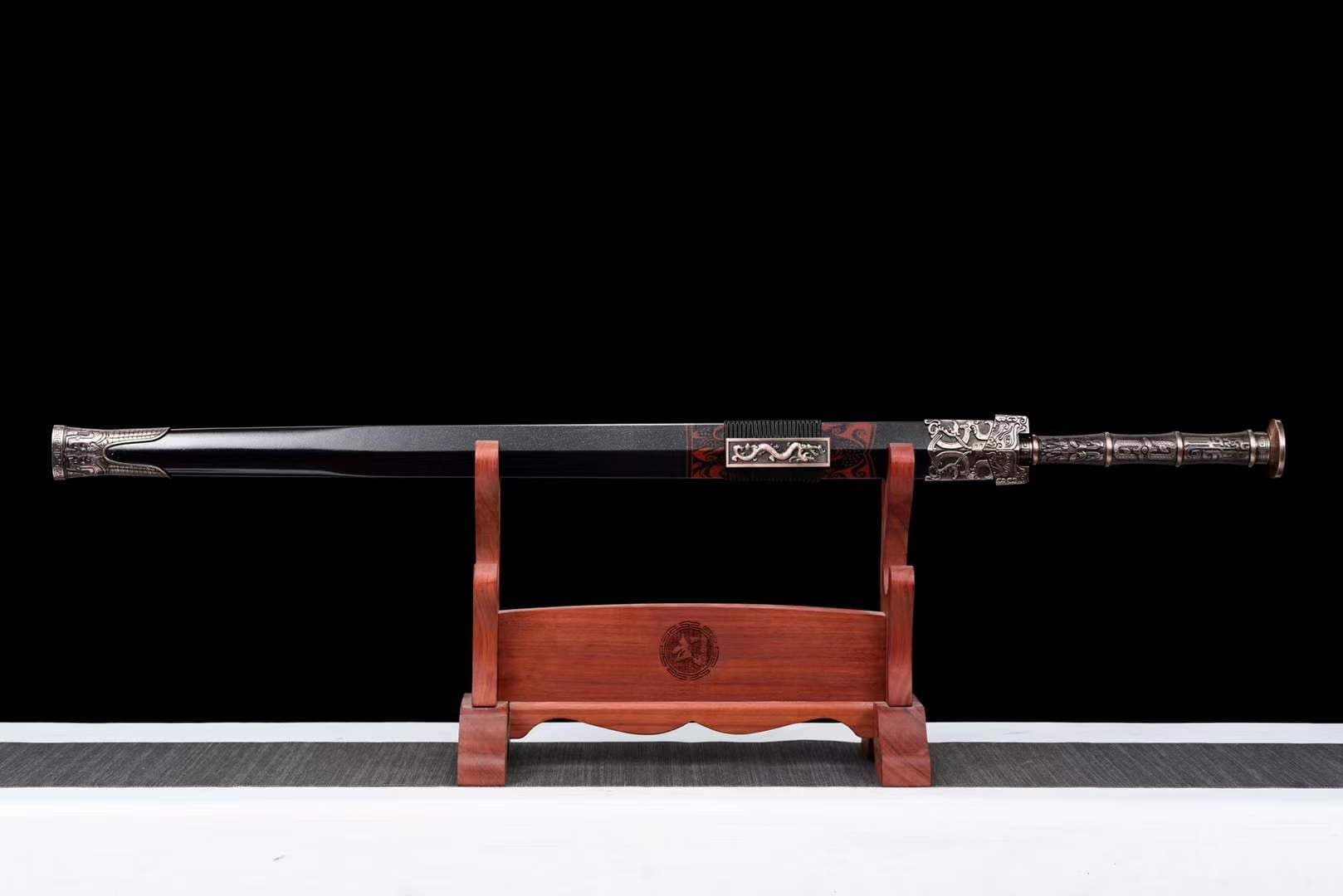 boxkatana Handmade Chinese Han Dynasty Çàë… Sword Damascus Steel Blade baking blue
