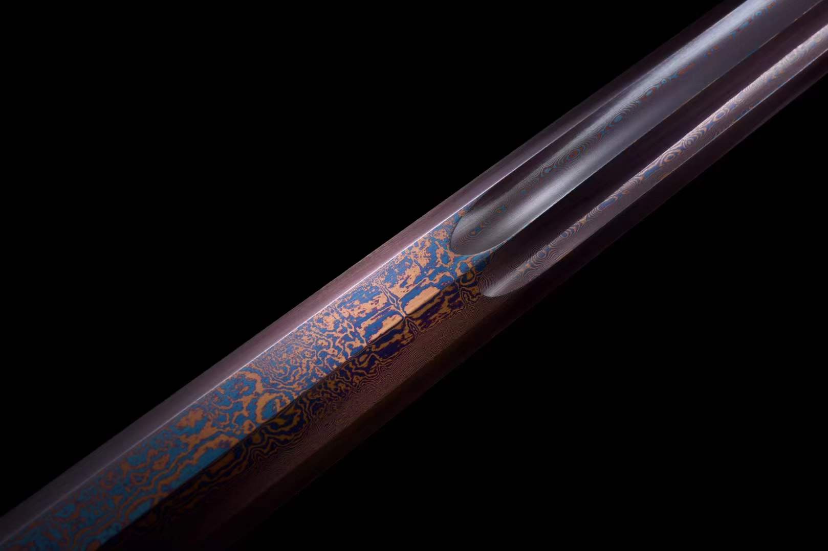 boxkatana Handmade Chinese Han Dynasty Çàë… Sword Damascus Steel Blade baking blue