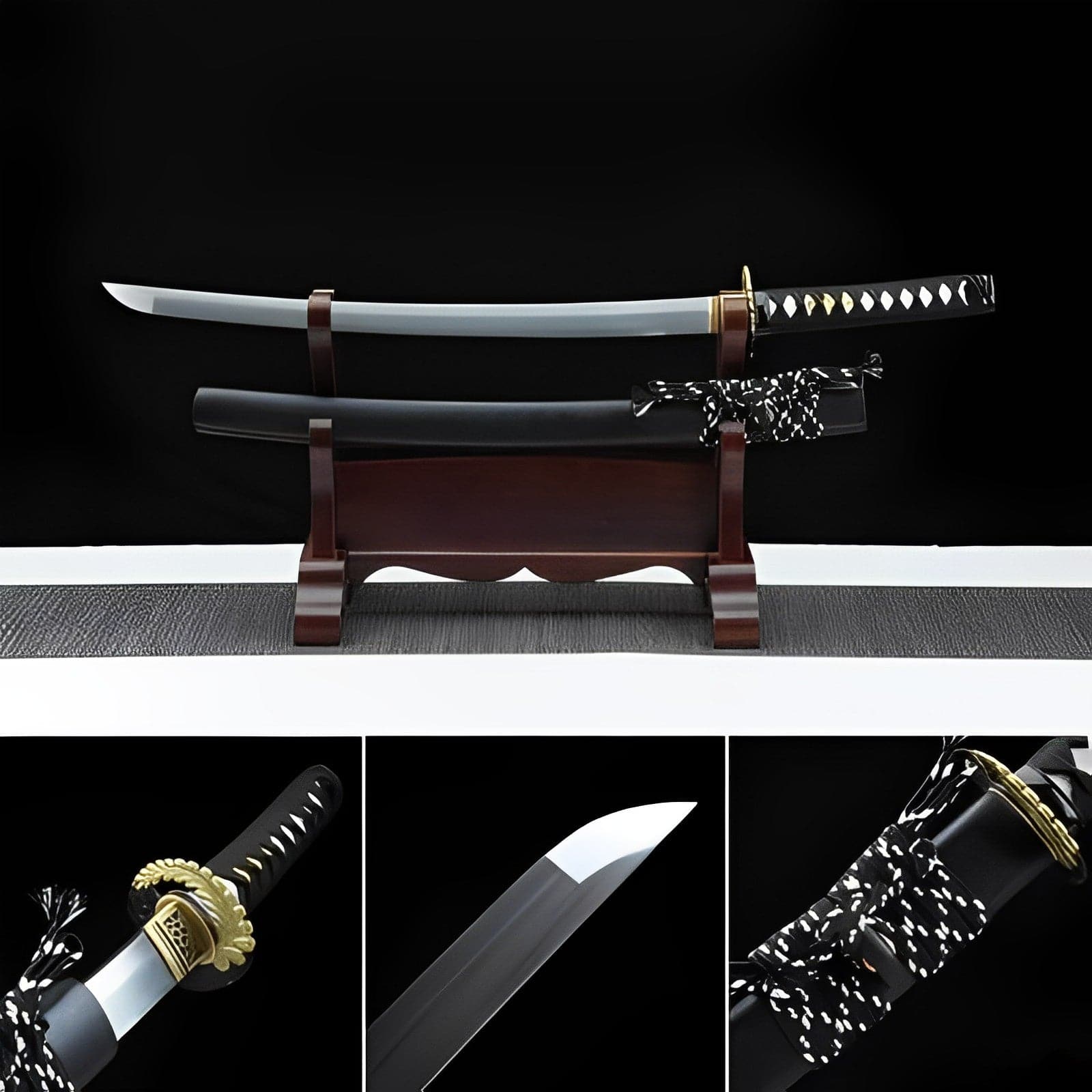 boxkatana Handmade Japanese Wakizashi Black Moon Damascus Steel