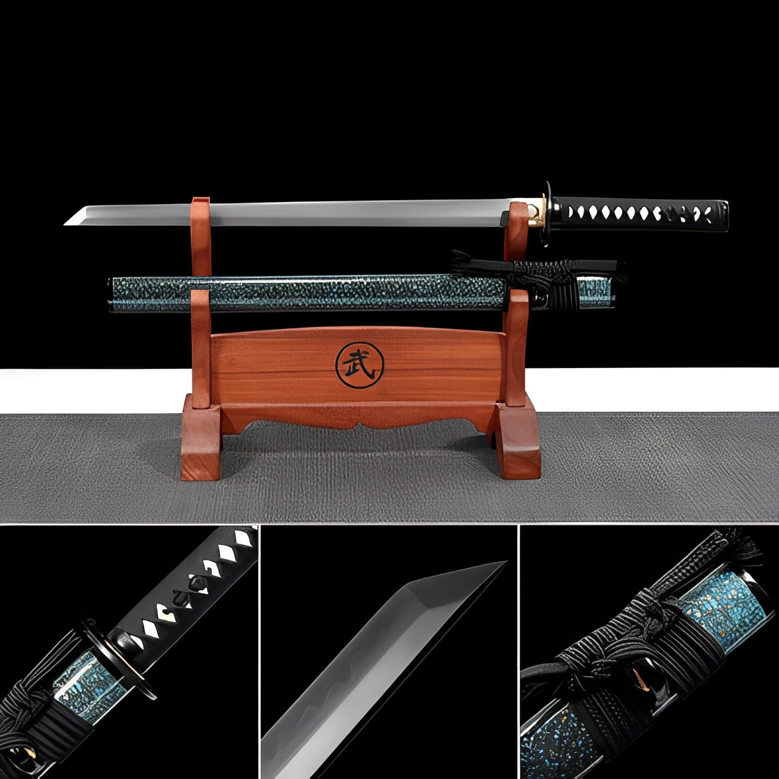 boxkatana Handmade Japanese Wakizashi Green Steel Shadow T10 burned edge