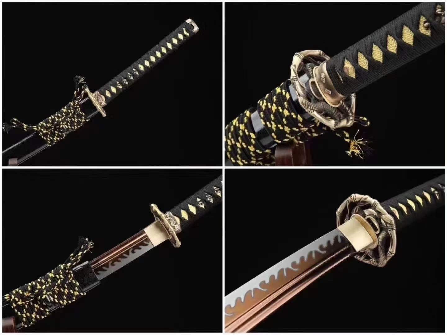boxkatana Handmade Japanese Wakizashi Viper Short Sword Baked Gold Blades