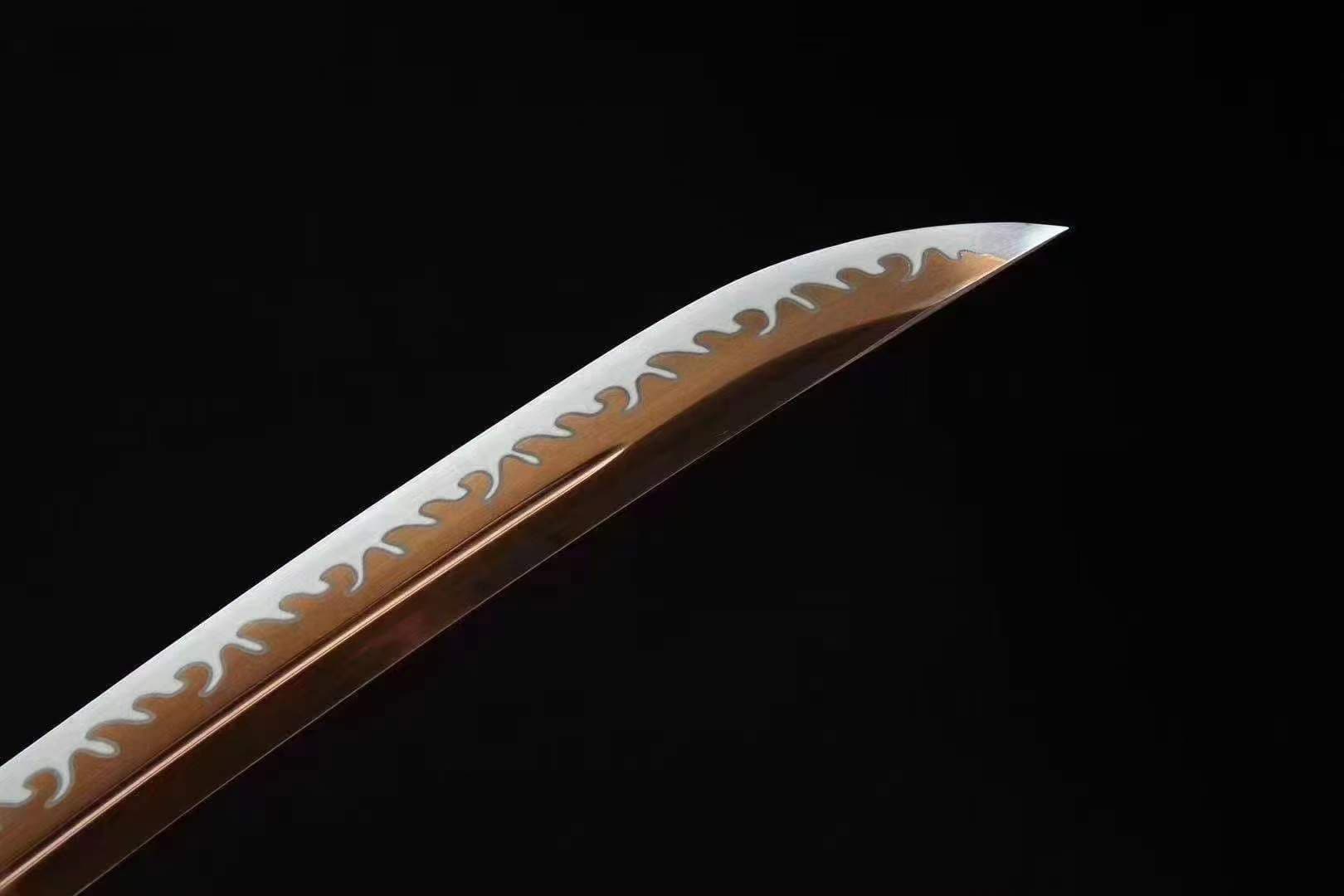 boxkatana Handmade Japanese Wakizashi Viper Short Sword Baked Gold Blades