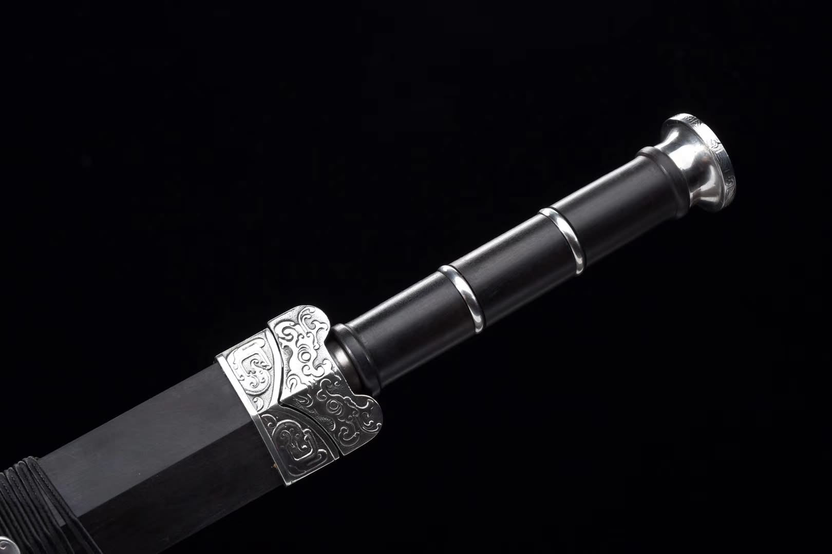 Han sword(Damascus steel blade,Ebony scabbard,Steel fittings)Length 35" - Chinese sword shop