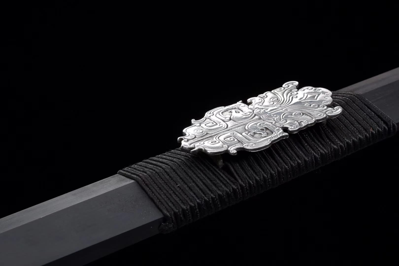Han sword(Damascus steel blade,Ebony scabbard,Steel fittings)Length 35" - Chinese sword shop