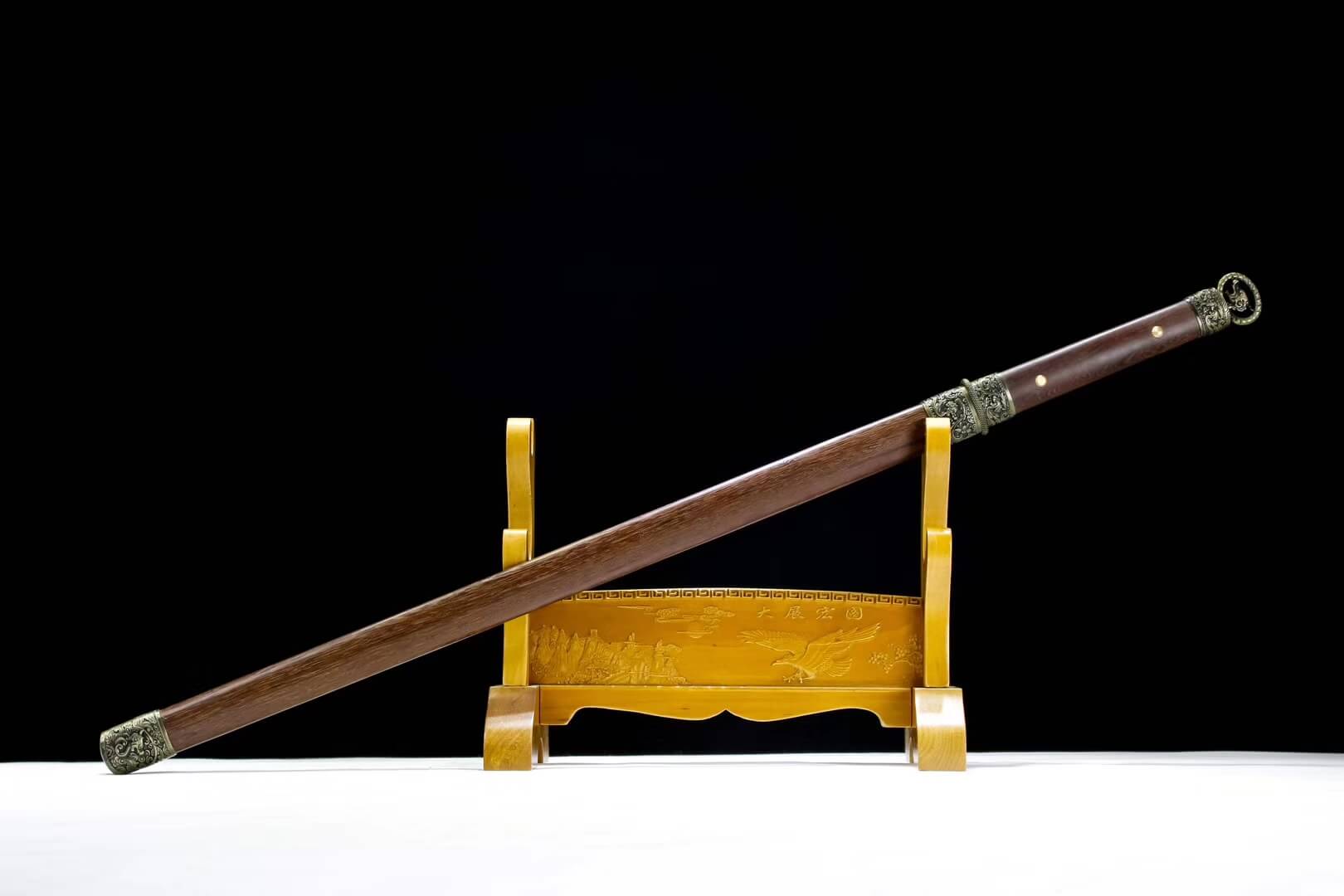 Tang dao,Hand Forged(Damascus steel blade,Rosewood,Alloy)Full tang - Chinese sword shop