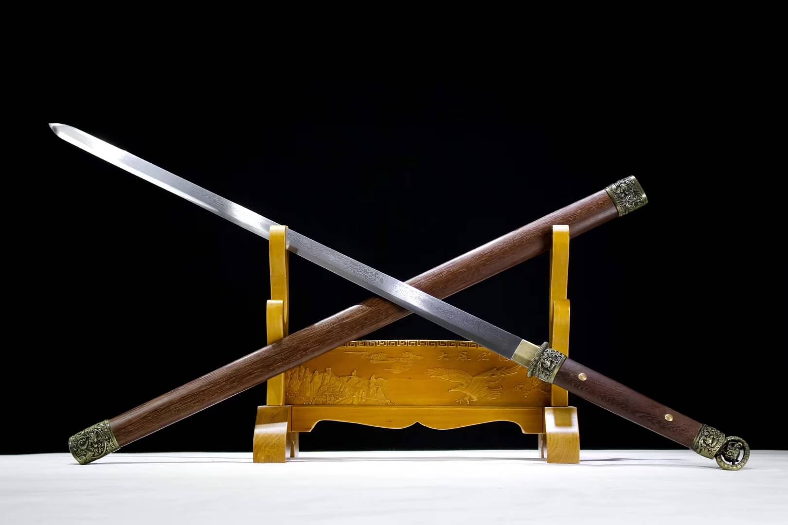 Tang dao,Hand Forged(Damascus steel blade,Rosewood,Alloy)Full tang - Chinese sword shop