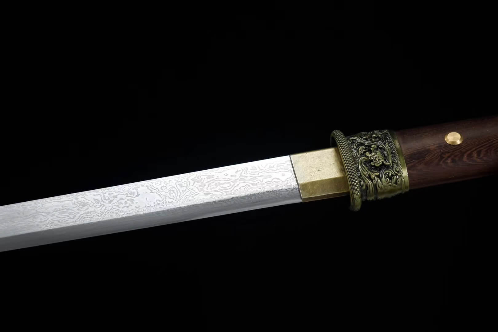 Tang dao,Hand Forged(Damascus steel blade,Rosewood,Alloy)Full tang - Chinese sword shop
