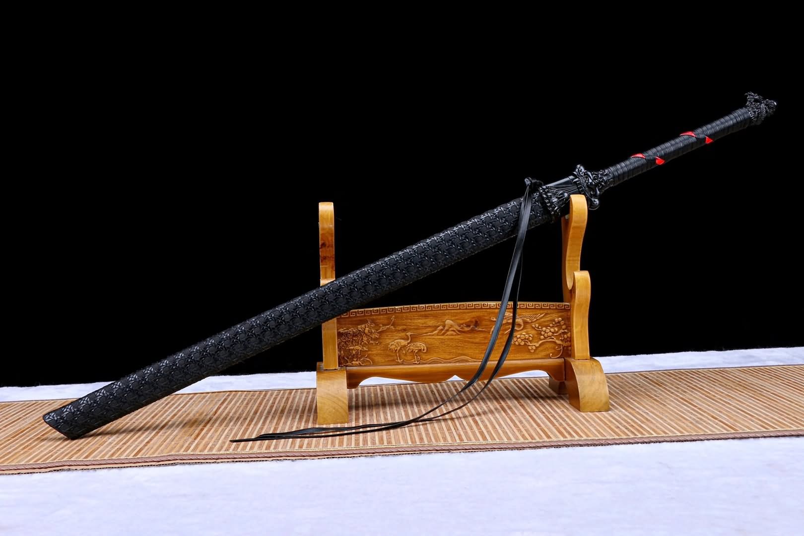 Hand Forged Long Tang dao,Forged high carbon steel blade,Leatherette scabbard