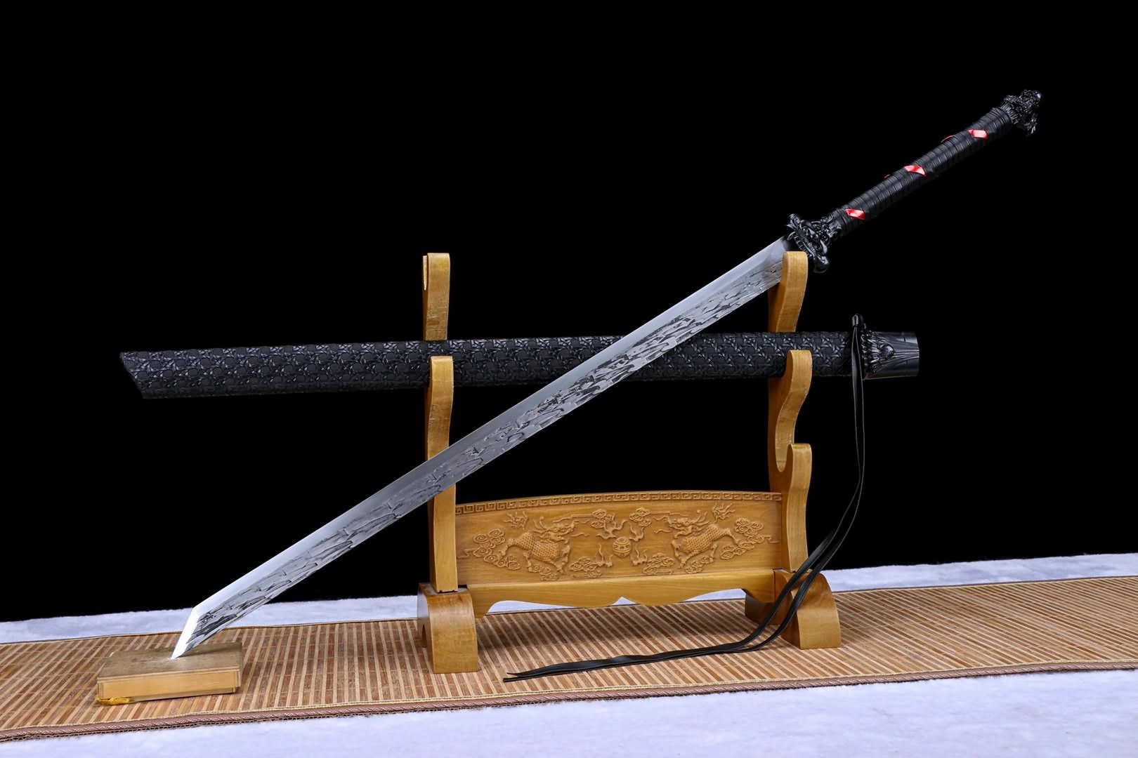 Hand Forged Long Tang dao,Forged high carbon steel blade,Leatherette scabbard