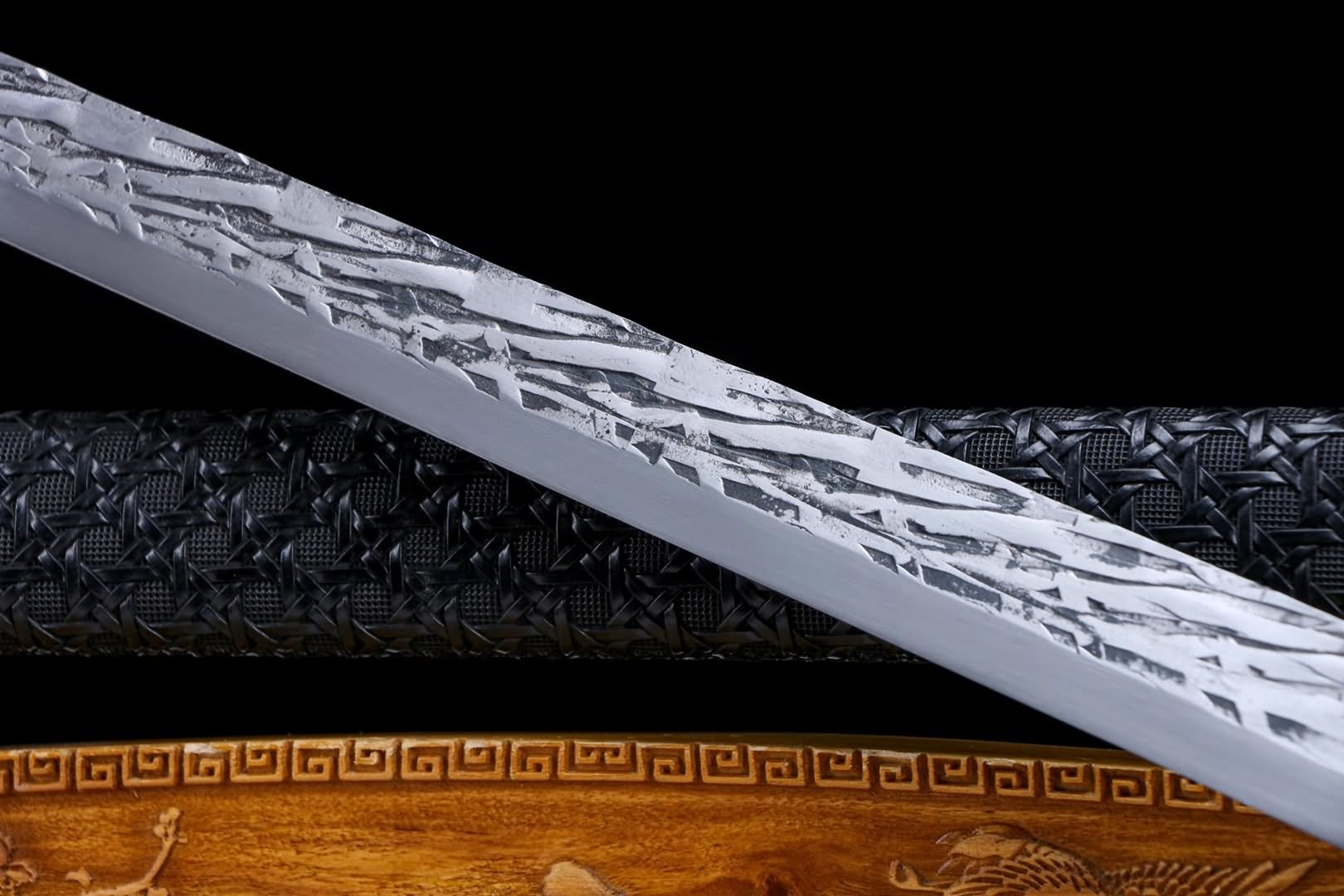 Hand Forged Long Tang dao,Forged high carbon steel blade,Leatherette scabbard