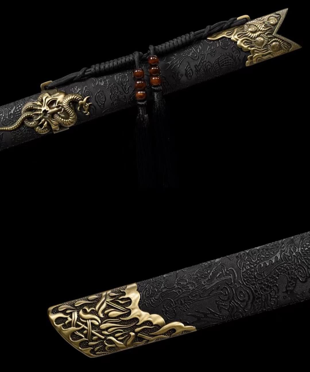 Dragon dao Sword Real,High Carbon Steel Black Blade,Alloy Fittings,LOONGSWORD