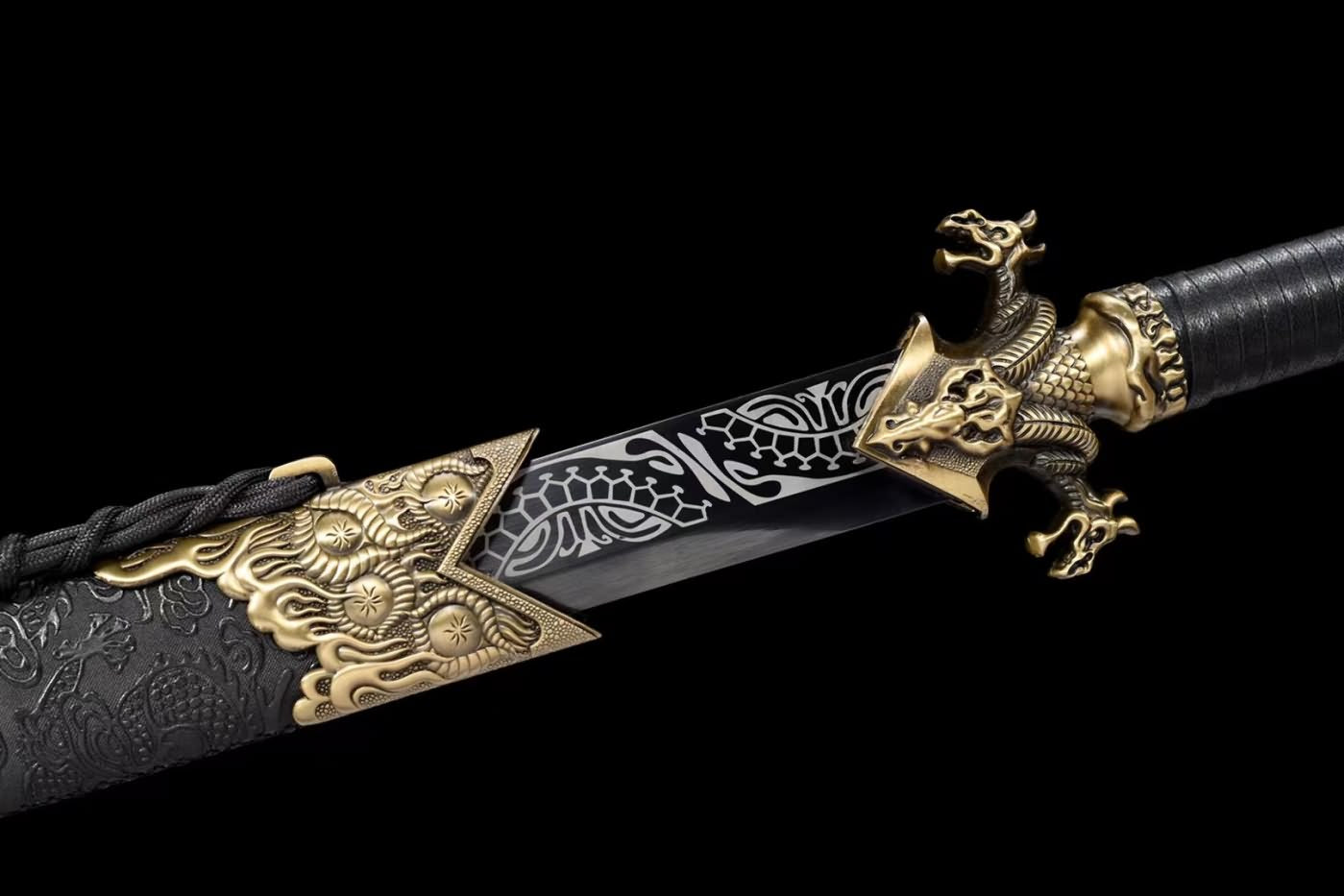 Dragon dao Sword Real,High Carbon Steel Black Blade,Alloy Fittings,LOONGSWORD