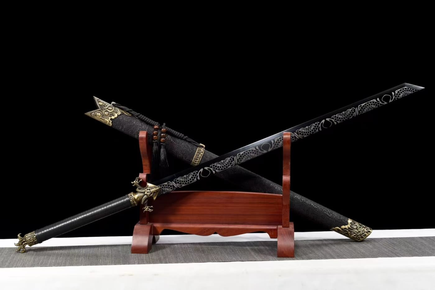 Dragon dao Sword Real,High Carbon Steel Black Blade,Alloy Fittings,LOONGSWORD