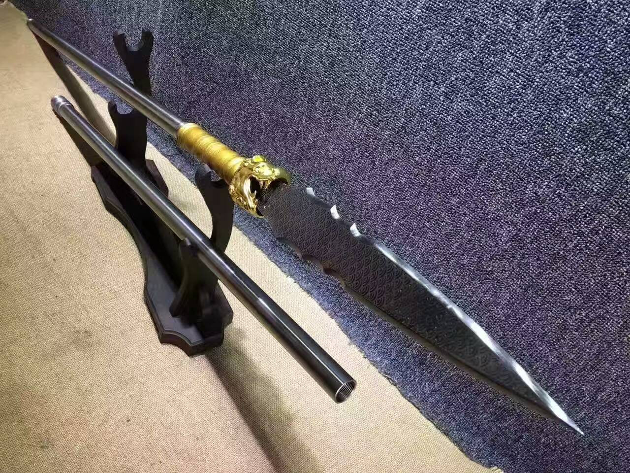 Dragon lance/Overlord Spear/High manganese steel Spearhead,Stainless steel rod,Length 78 inch - Chinese sword shop