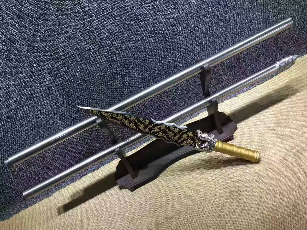 Dragon lance/Overlord Spear/High manganese steel Spearhead,Stainless steel rod,Length 78 inch - Chinese sword shop