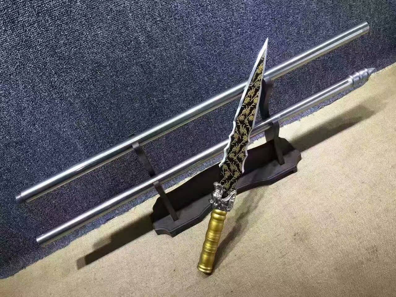 Dragon lance/Overlord Spear/High manganese steel Spearhead,Stainless steel rod,Length 78 inch - Chinese sword shop