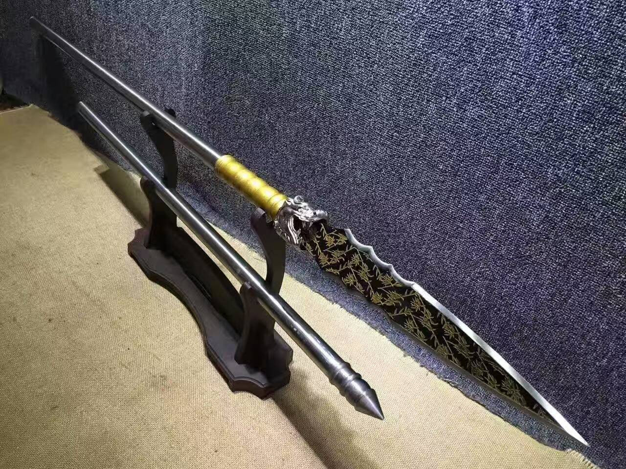 Dragon lance/Overlord Spear/High manganese steel Spearhead,Stainless steel rod,Length 78 inch - Chinese sword shop