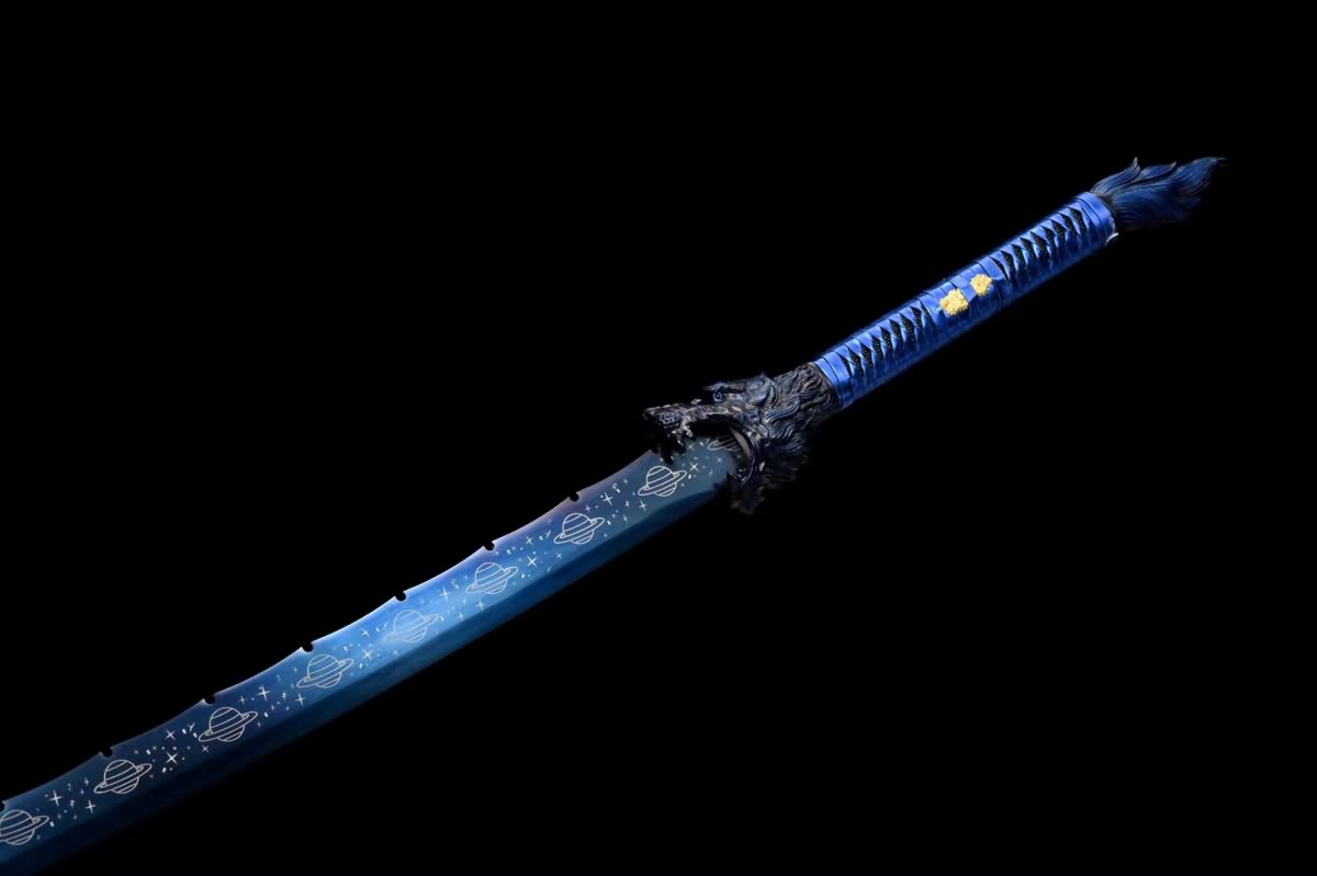 Wolf Head Machete Blue sworde Real,High Carbon Steel,Chinese sword
