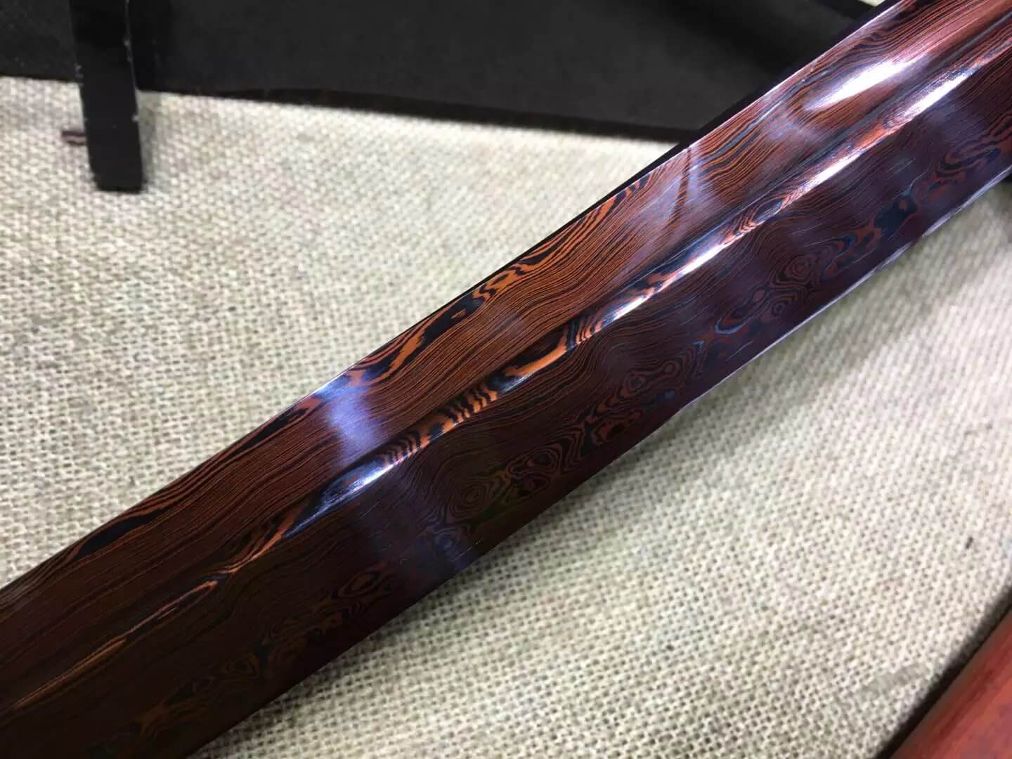 Broadsword,Damascus steel red blade,Red scabbard,Alloy fitting - Chinese sword shop