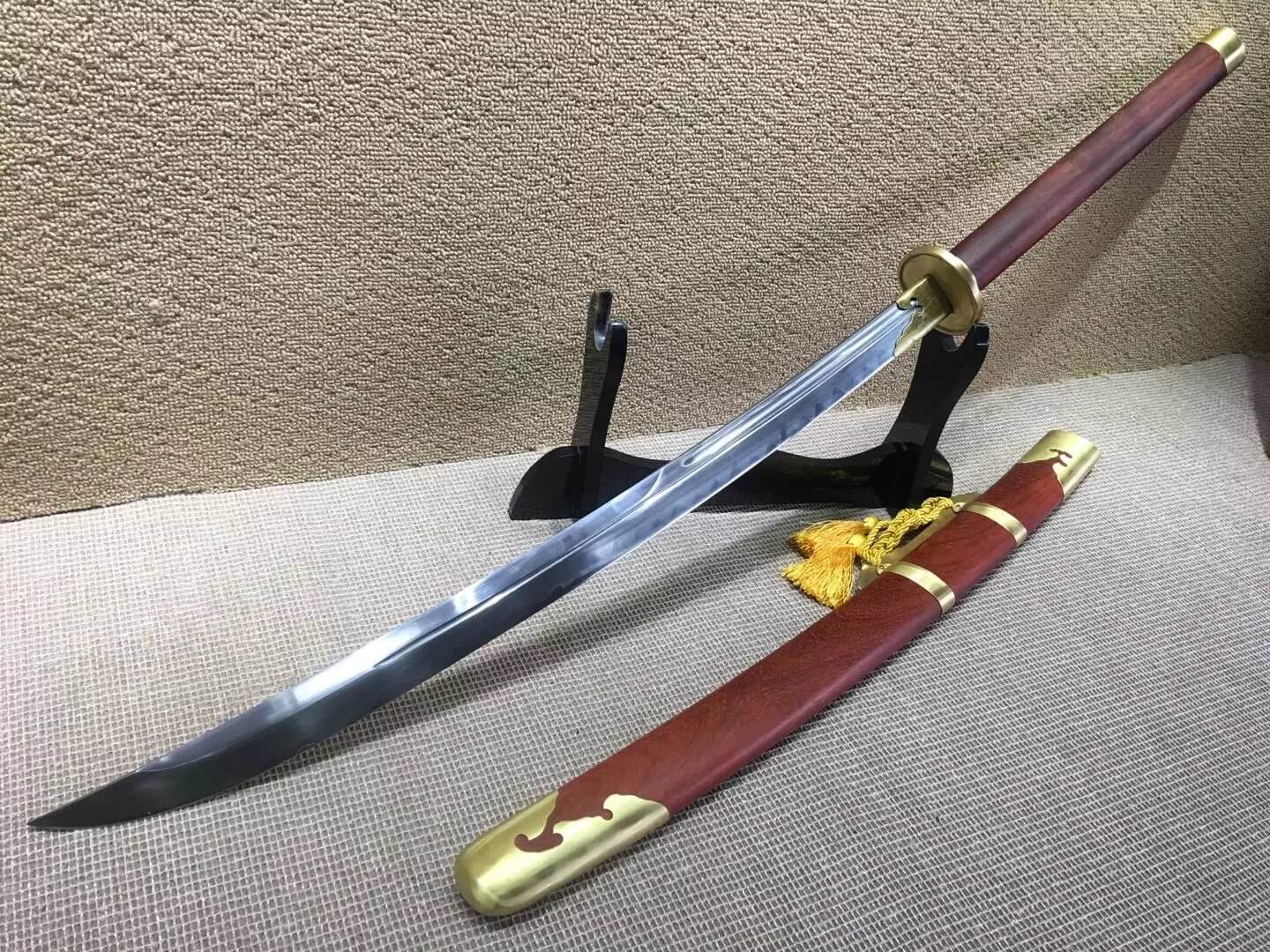Horse chopping sword/T10 high carbon steel/Redwood,Brass/Full tang - Chinese sword shop