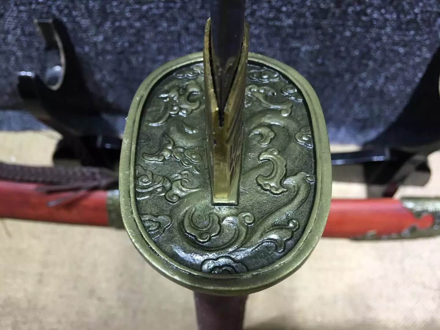 Broadsword,Damascus steel red blade,Red scabbard,Alloy fitting - Chinese sword shop