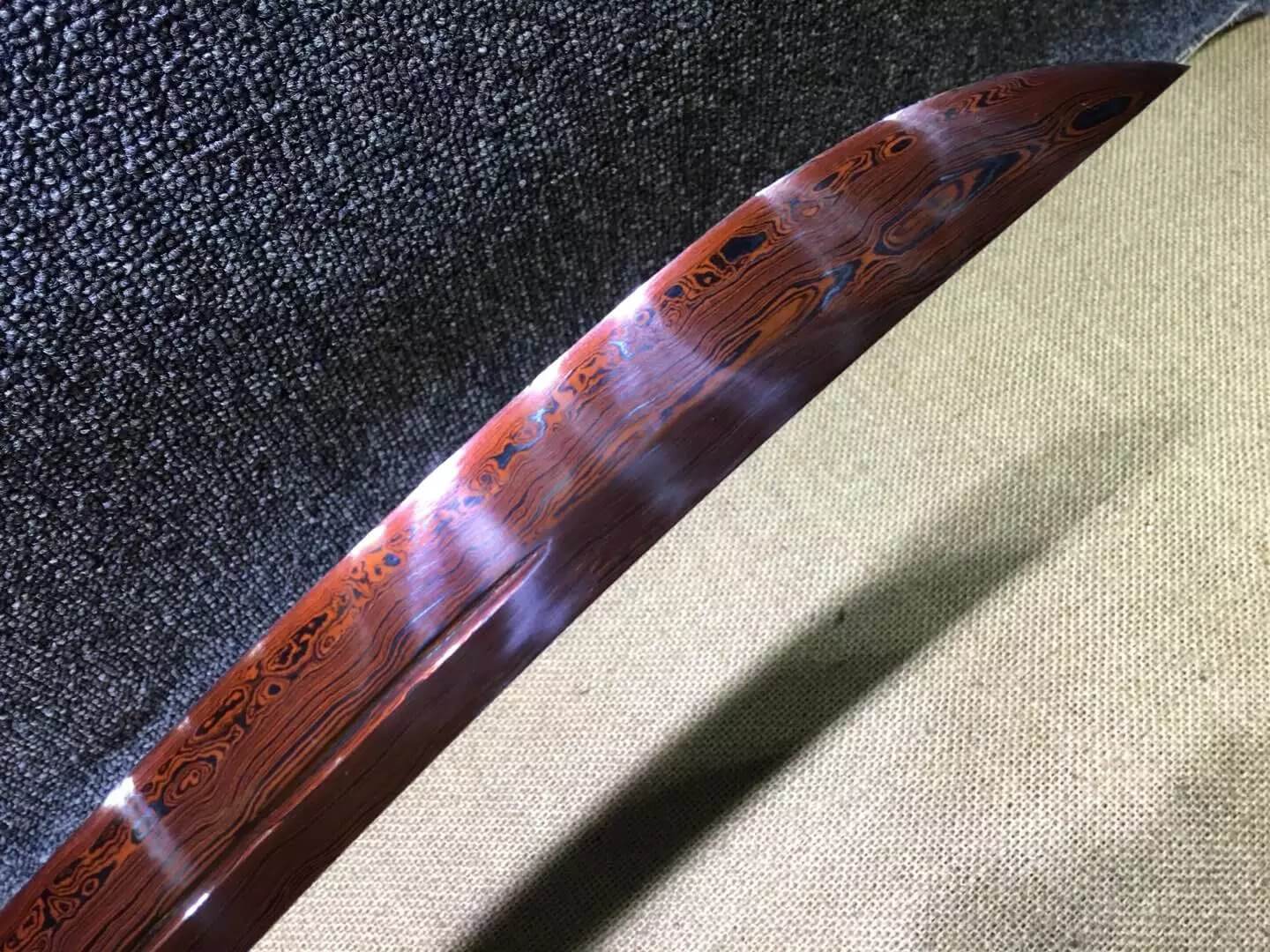 Broadsword,Damascus steel red blade,Red scabbard,Alloy fitting - Chinese sword shop