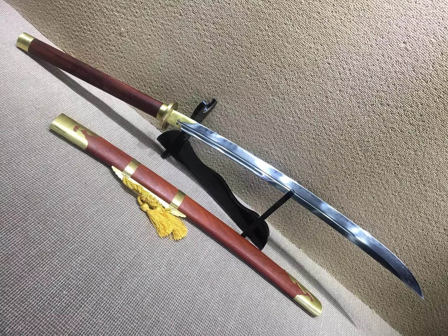 Horse chopping sword/T10 high carbon steel/Redwood,Brass/Full tang - Chinese sword shop