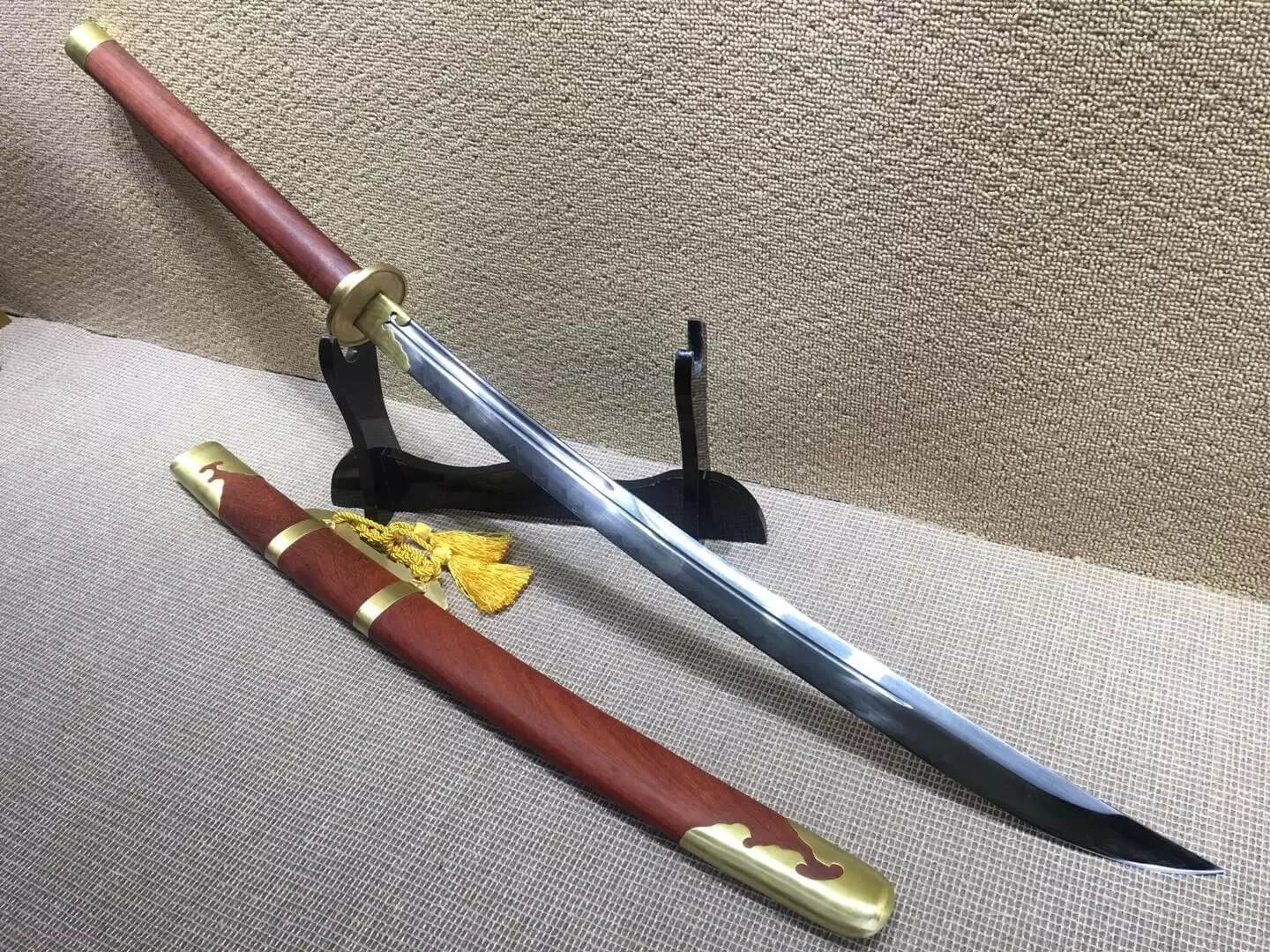 Horse chopping sword/T10 high carbon steel/Redwood,Brass/Full tang - Chinese sword shop